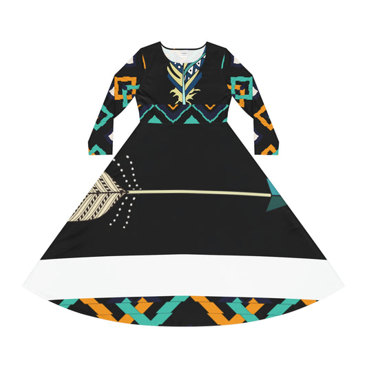 Birds of a Feather Women's Long Sleeve Dance Dress (AOP)